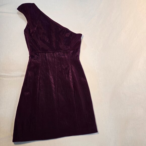 JASMINE DI MILO Old Money Silky Plum One-Shoulder Bodycon Mini Dress Size US 4. - Picture 7 of 17
